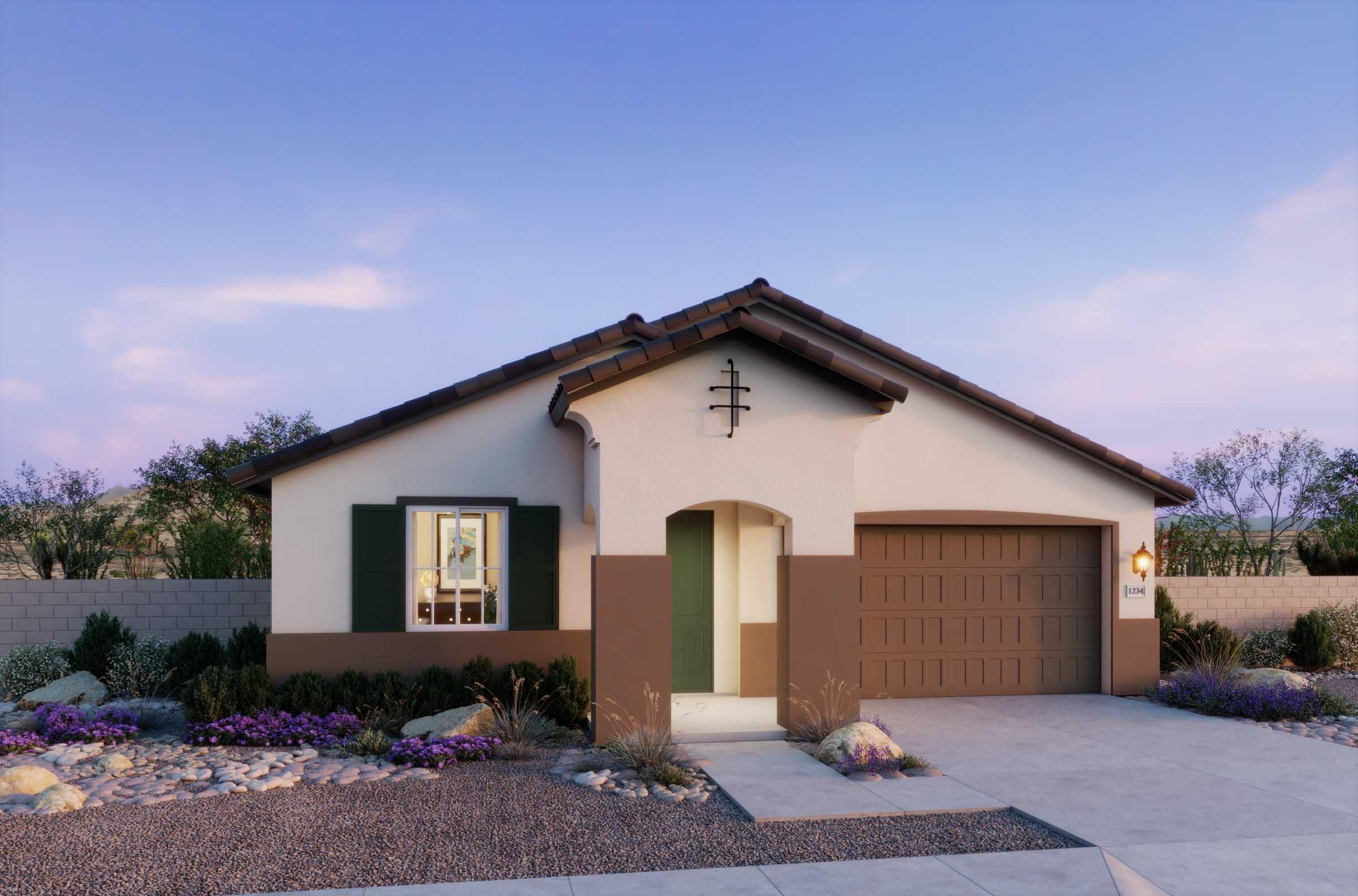 Spanish Elevation Front Exterior at Plan 4001, The Residences Collection at Frontera