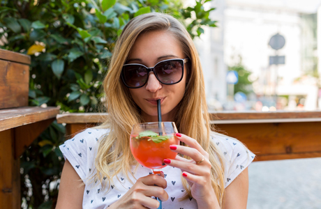 Woman with Fruity Drink
